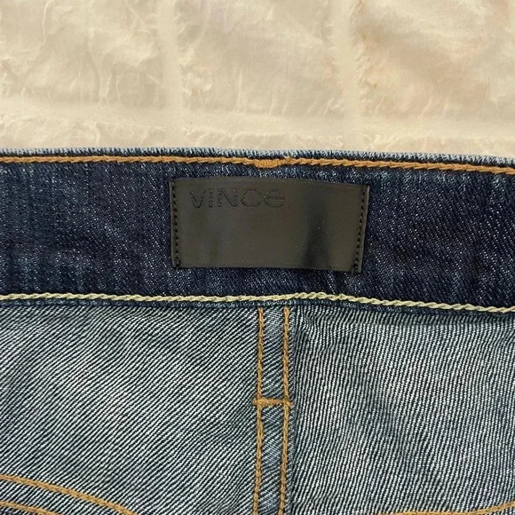 Vince 5 pocket relaxed rolled in destructed dark crimson distressed denim - Picture 4 of 12